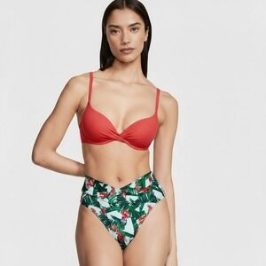 FLAWED NWOT VS High Waist Cheeky Bikini Bottom ONLY Tropical Floral Palm